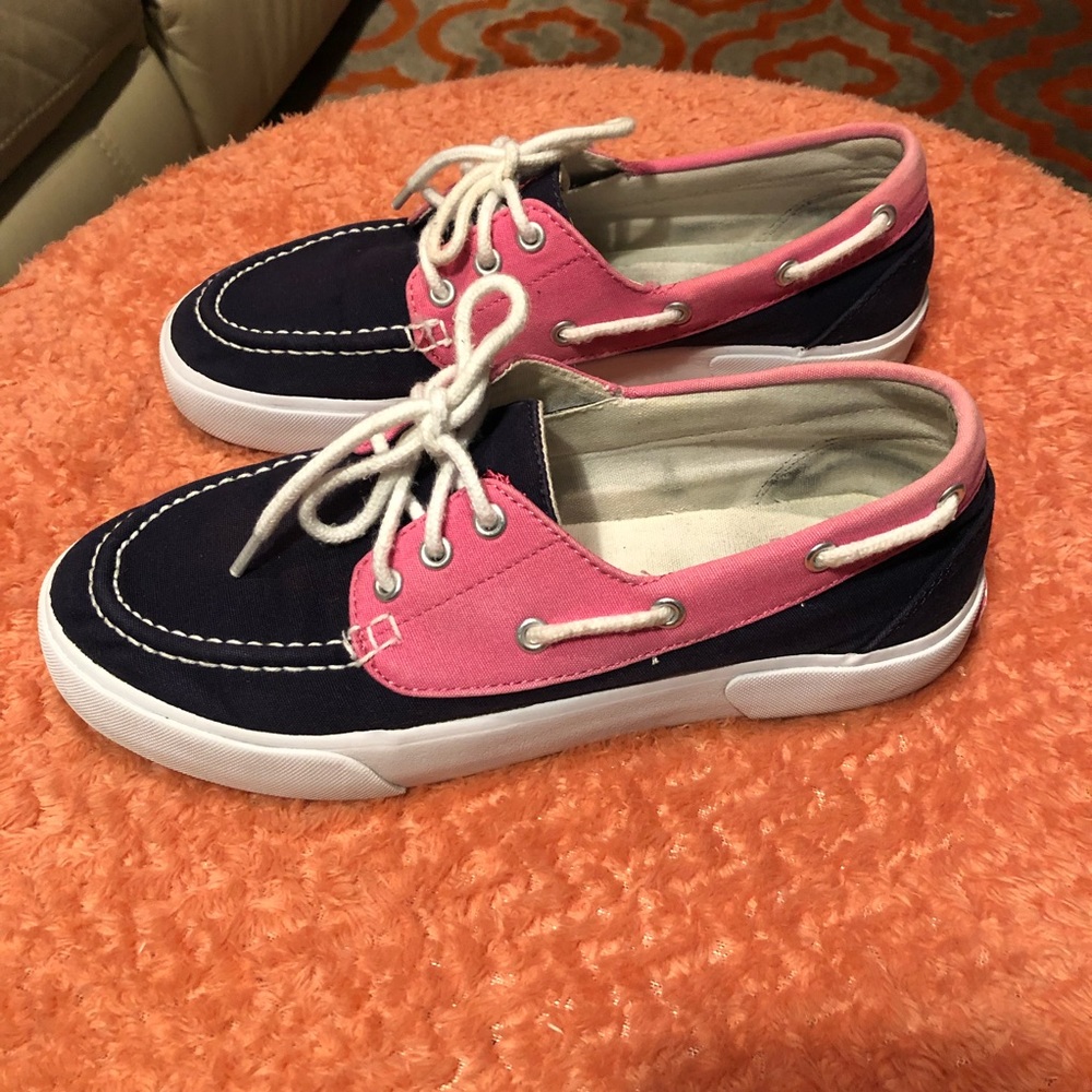 SOLD! Polo Ralph Lauren Lilia Boat Shoe Pink/Blue - Picture 3 of 8